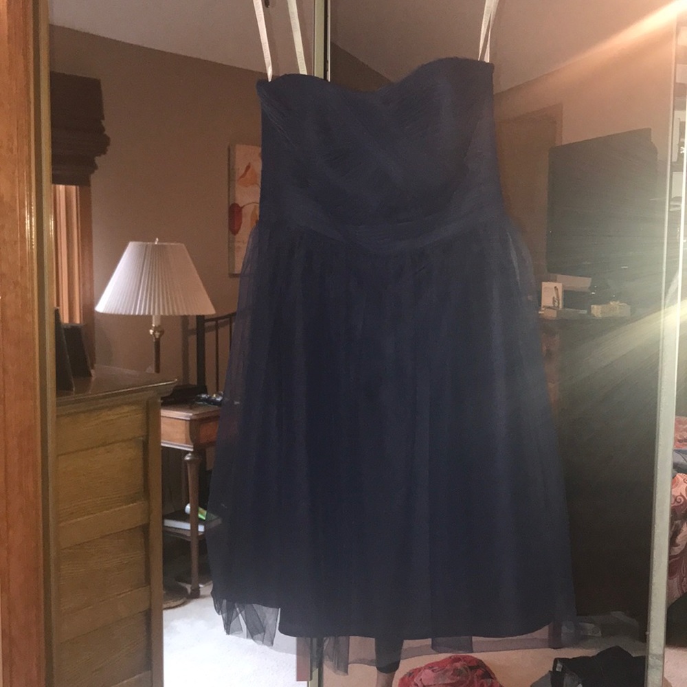 Short Navy David’s Bridal Dress